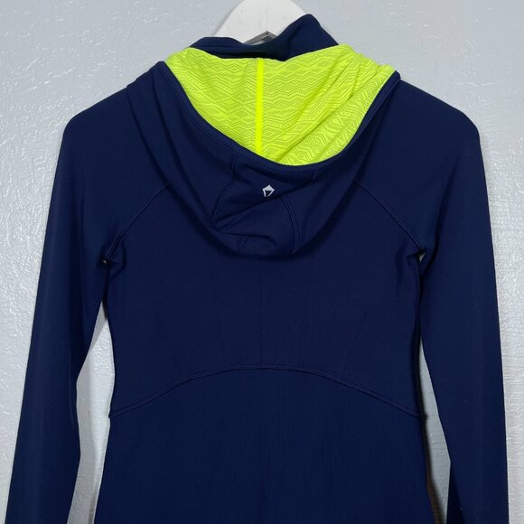 Ivivva by Lululemon Girls 12 Navy Blue Green Athletic Jacket Hooded Pockets - Picture 7 of 10